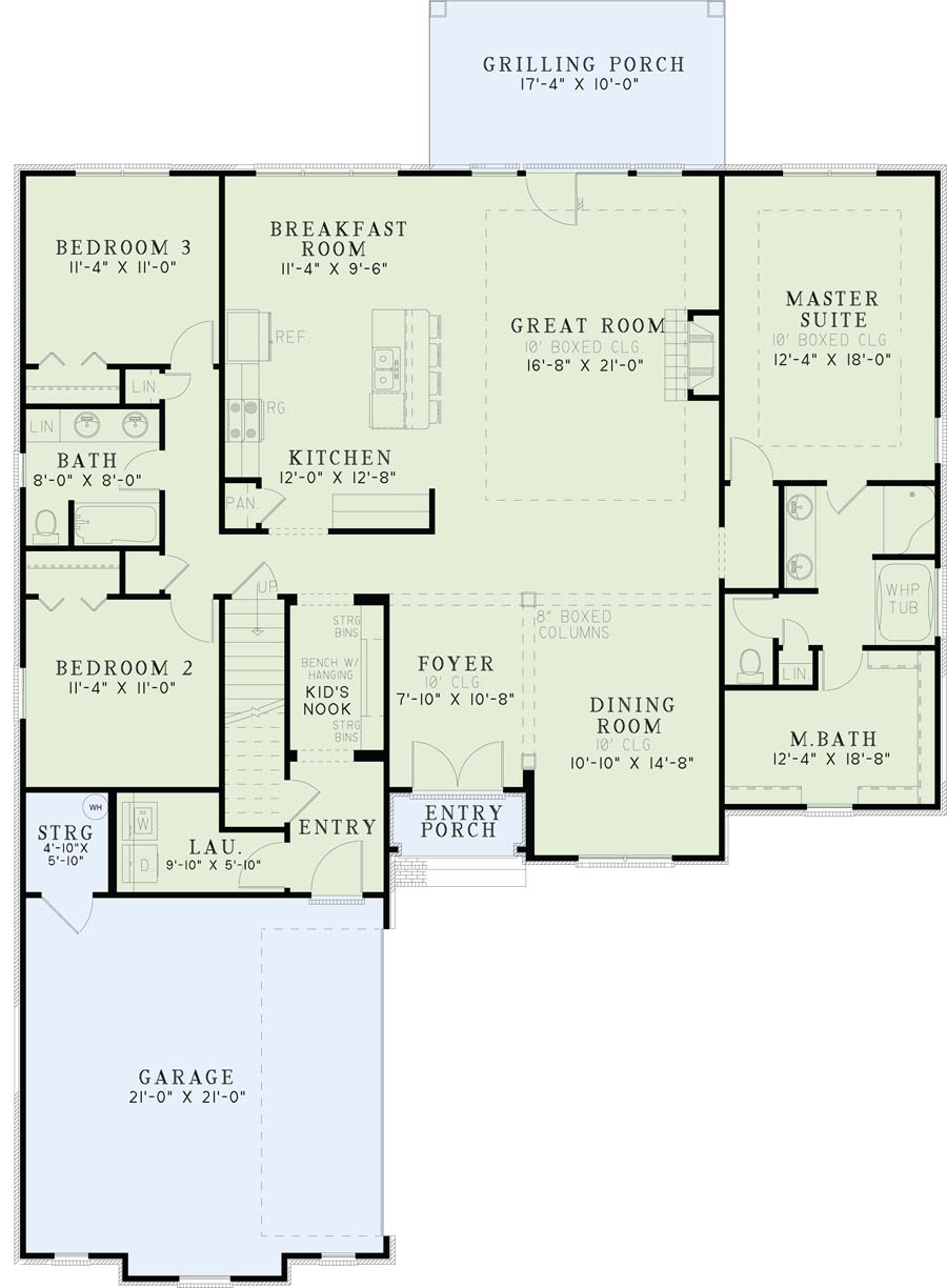 Floor Plan First Story of Ranch Plan #153-1981