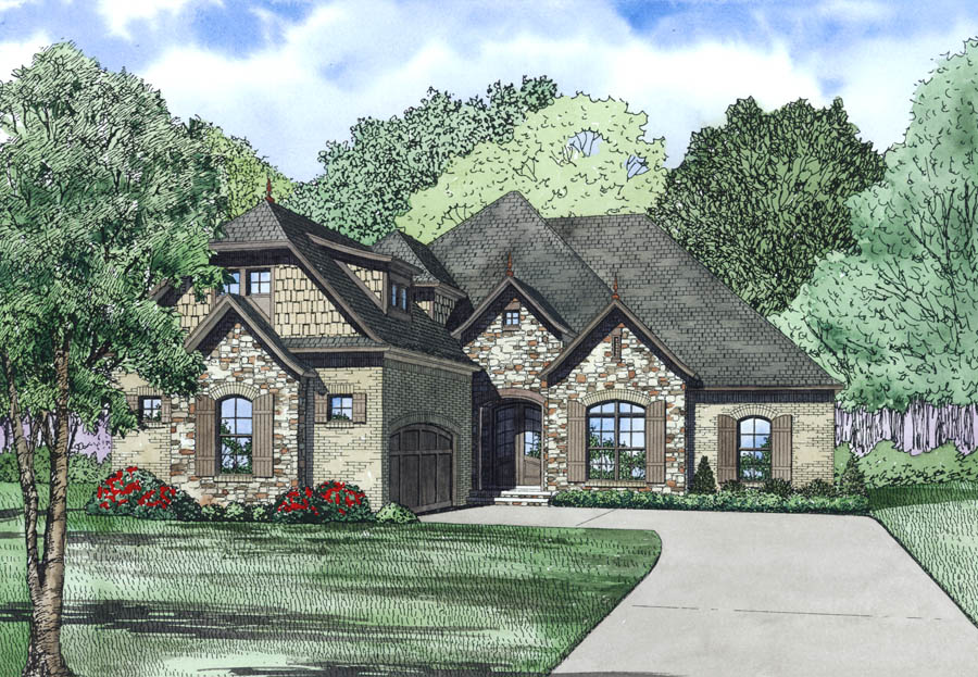 Front Elevation of this Ranch House (#153-1981) at The Plan Collection.
