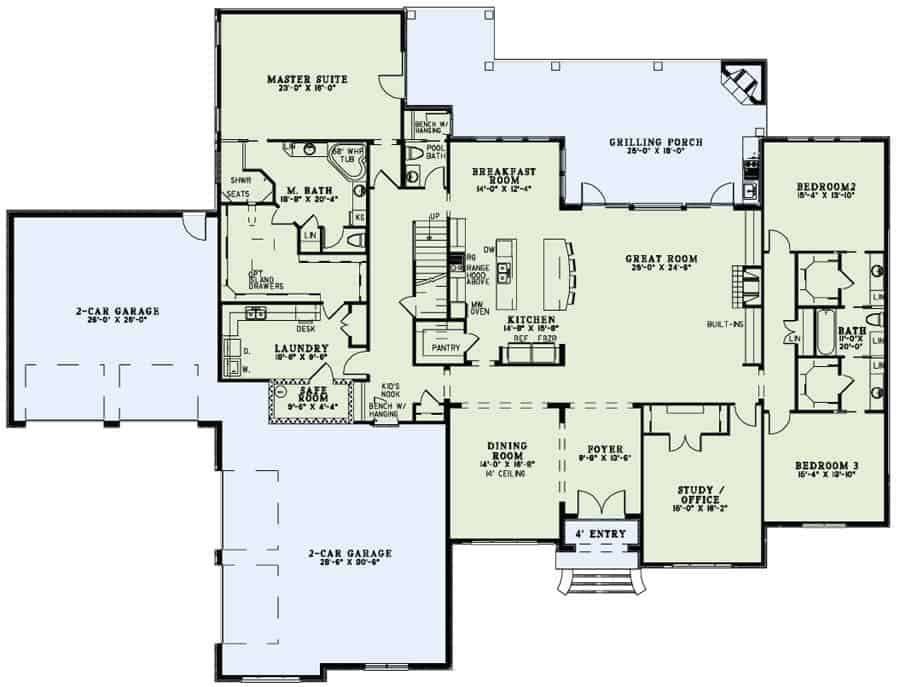 Floor Plan First Story of Luxury Plan #153-1982