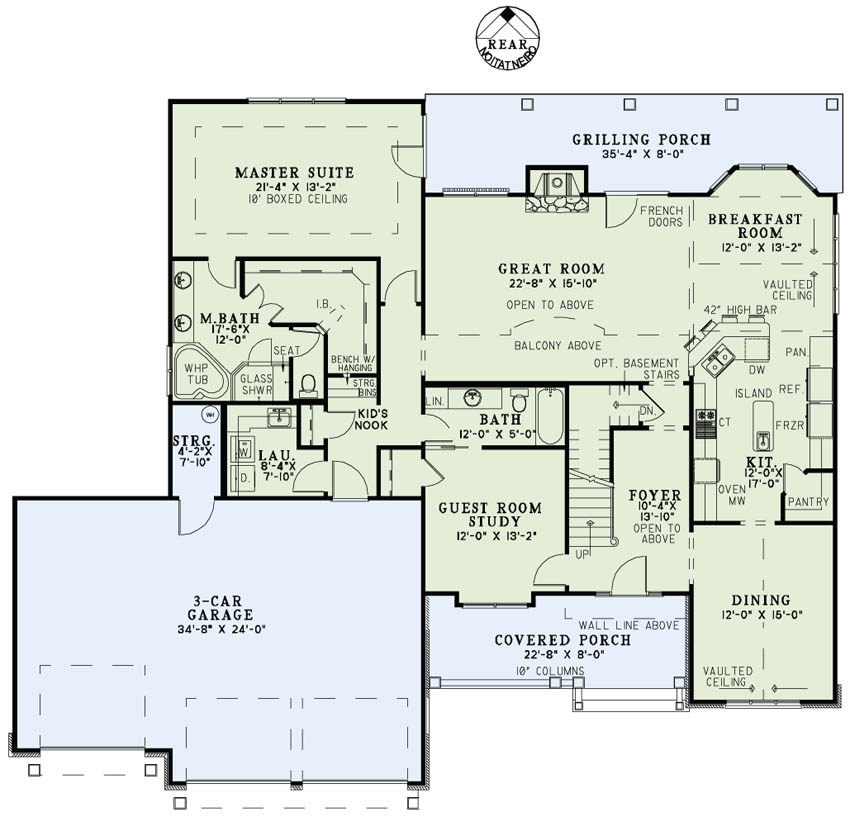 Floor Plan First Story of Country Plan #153-1983