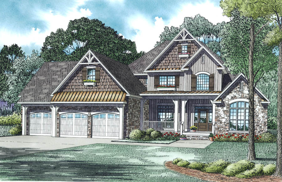 Front Elevation of this Country House (#153-1983) at The Plan Collection.