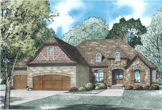 Front Elevation of this European House (#153-1984) at The Plan Collection.