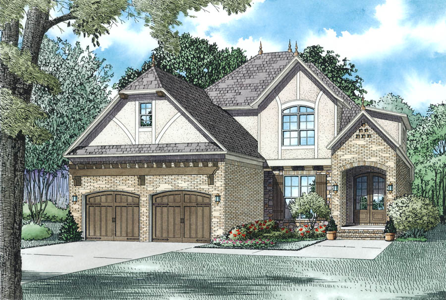 Front Elevation of this European House (#153-1985) at The Plan Collection.