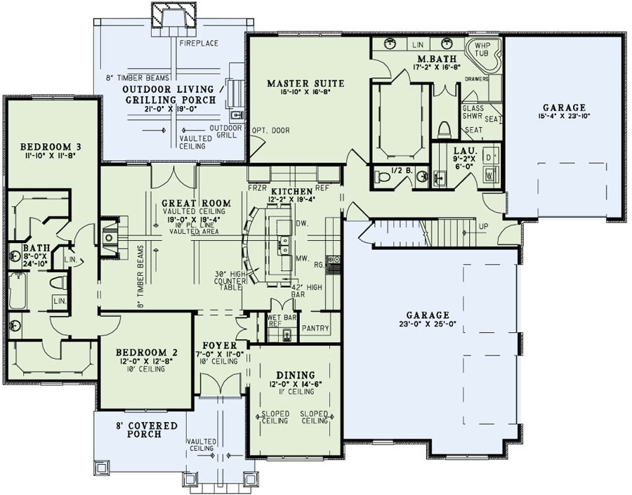 Floor Plan First Story of European Plan #153-1987
