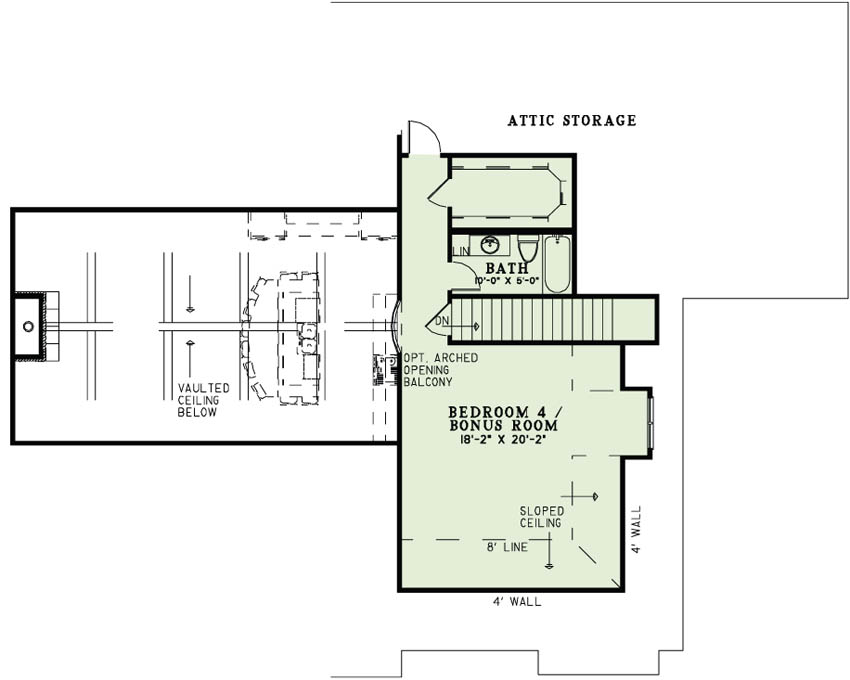 Floor Plan Second Story of European Plan #153-1987