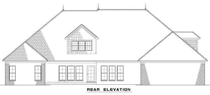 Home Plan Rear Elevation of this 4-Bedroom,3415 Sq Ft Plan -153-1988