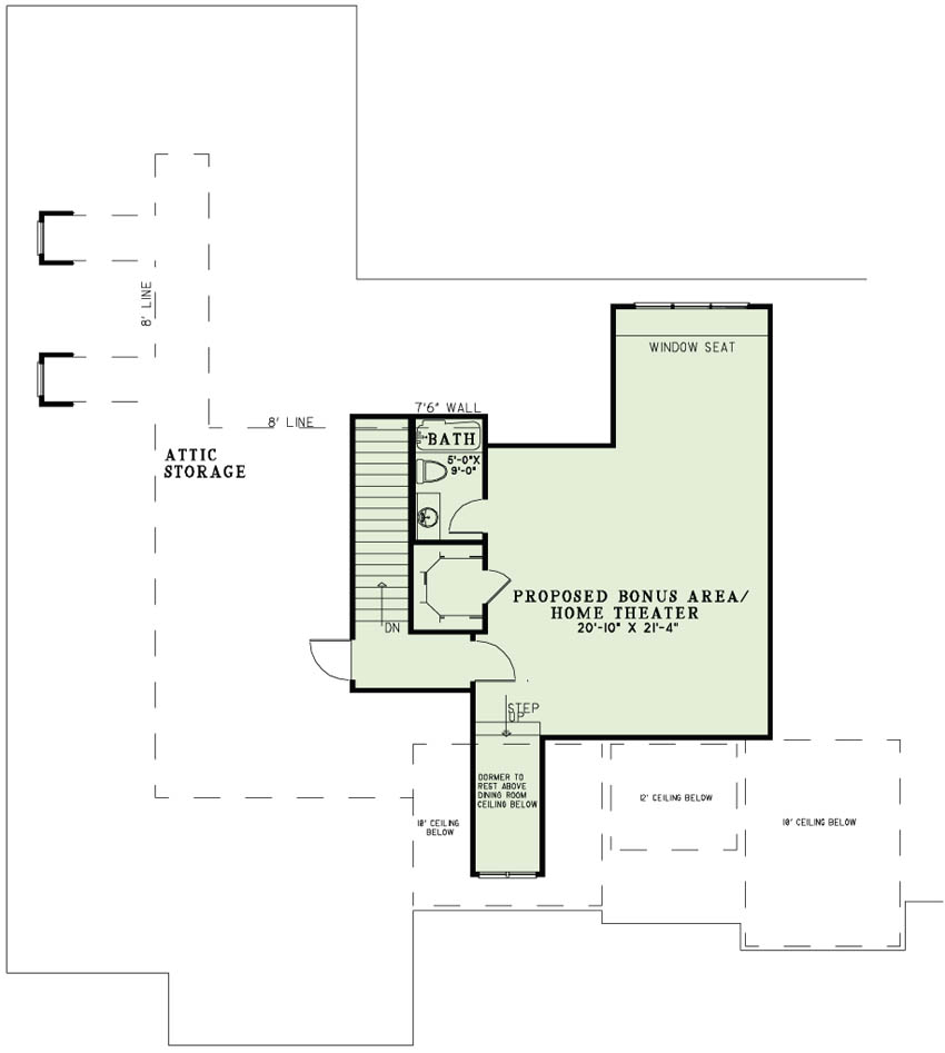 Floor Plan Second Story of French Plan #153-1988