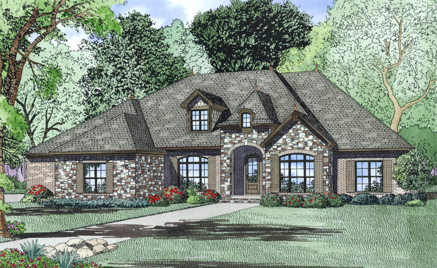 French Country home (ThePlanCollection: Plan #153-1988)