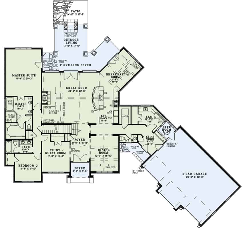 Floor Plan First Story of Luxury Plan #153-1989