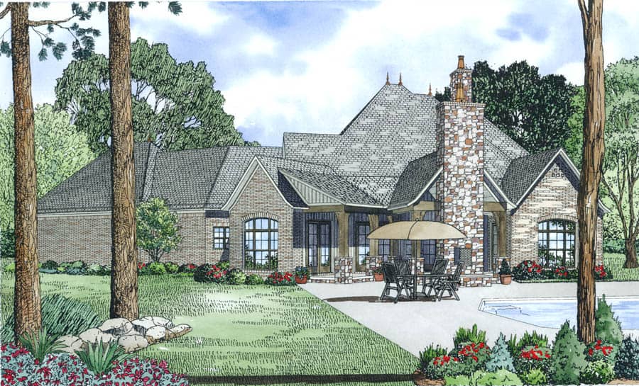 Home Plan Rear Elevation of this 4-Bedroom,3752 Sq Ft Plan -153-1989