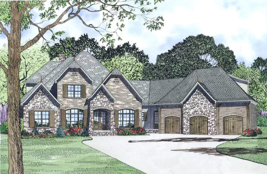 Front View of this 4-Bedroom, 3752 Sq Ft Plan - 153-1989