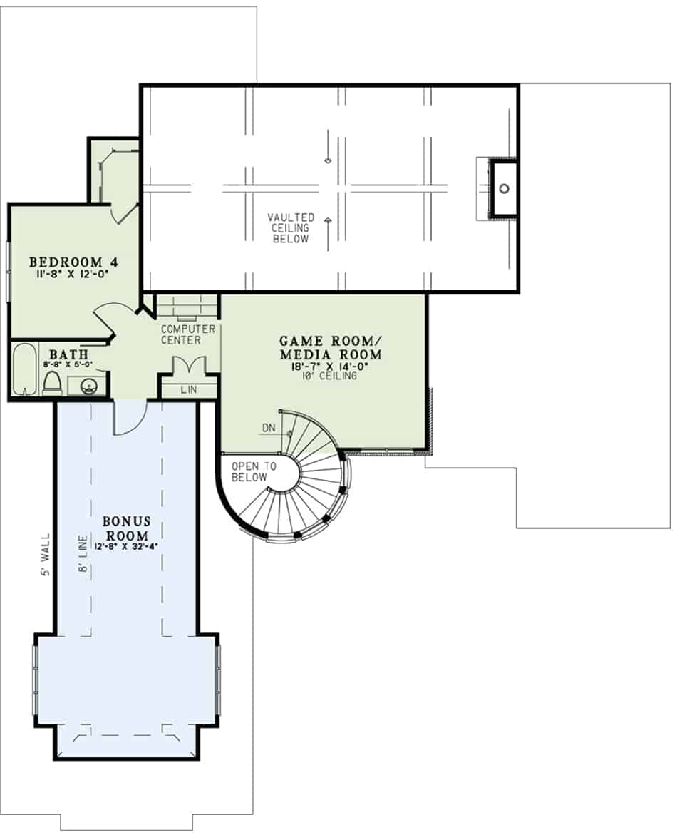 Floor Plan Second Story of French Plan #153-1990