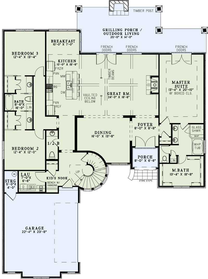 Floor Plan First Story of French Plan #153-1990
