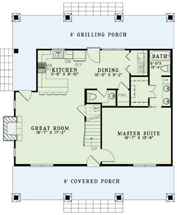 Floor Plan First Story of Country Plan #153-1991