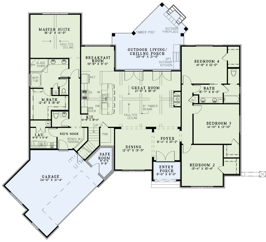 Floor Plan First Story of Country Plan #153-1993