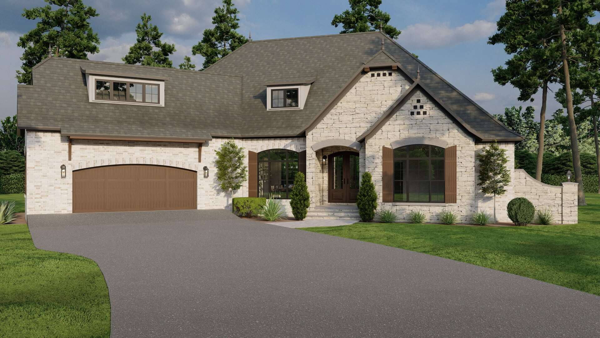 Front Elevation of this Country House (#153-1993) at The Plan Collection.