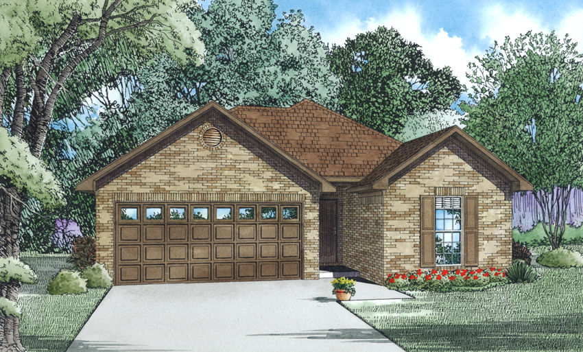 Front Elevation of this Ranch House (#153-1994) at The Plan Collection.