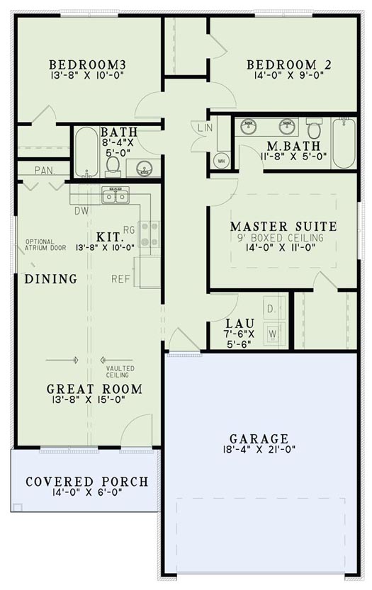 Floor Plan First Story of Ranch Plan #153-1995