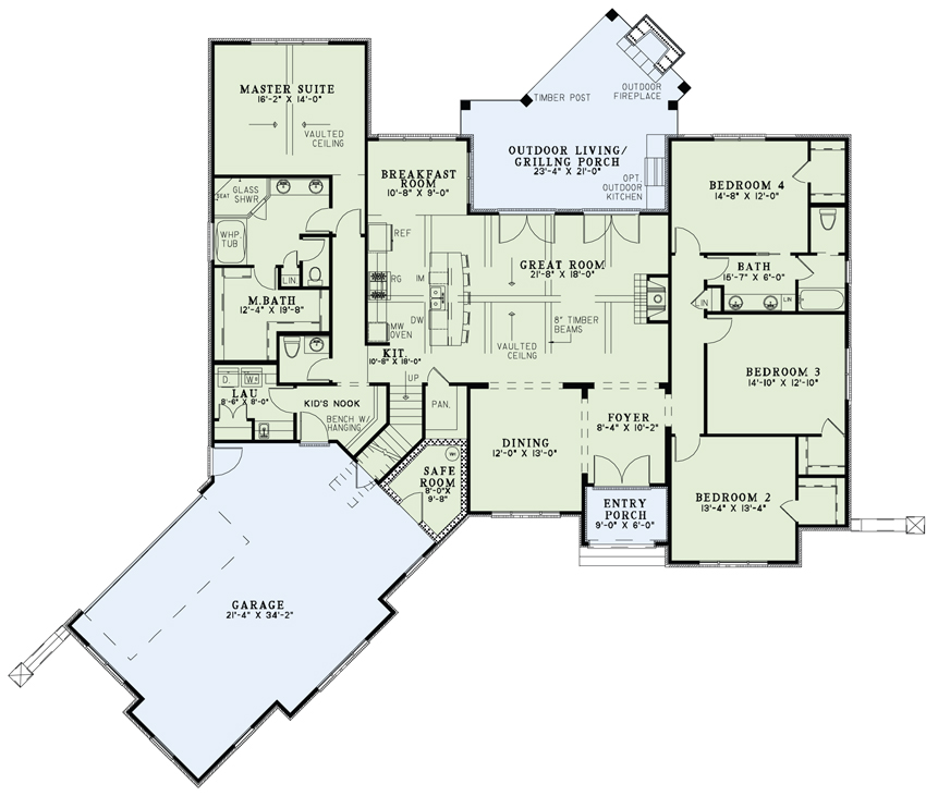 Floor Plan First Story of French Plan #153-1996