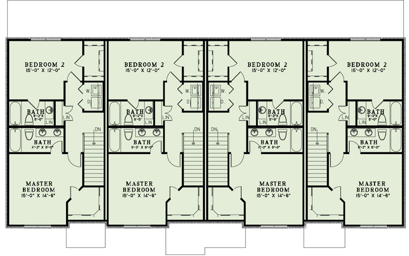 Floor Plan Second Story of Multi-Unit Plan #153-1997