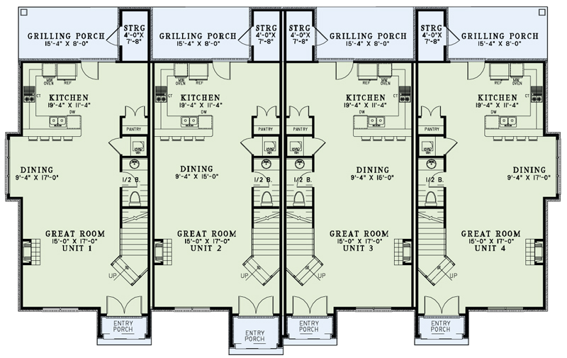 Floor Plan First Story of Multi-Unit Plan #153-1997