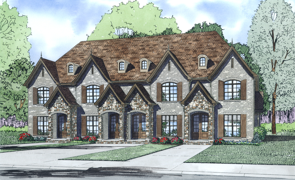Front Elevation of this Multi-Unit House (#153-1997) at The Plan Collection.