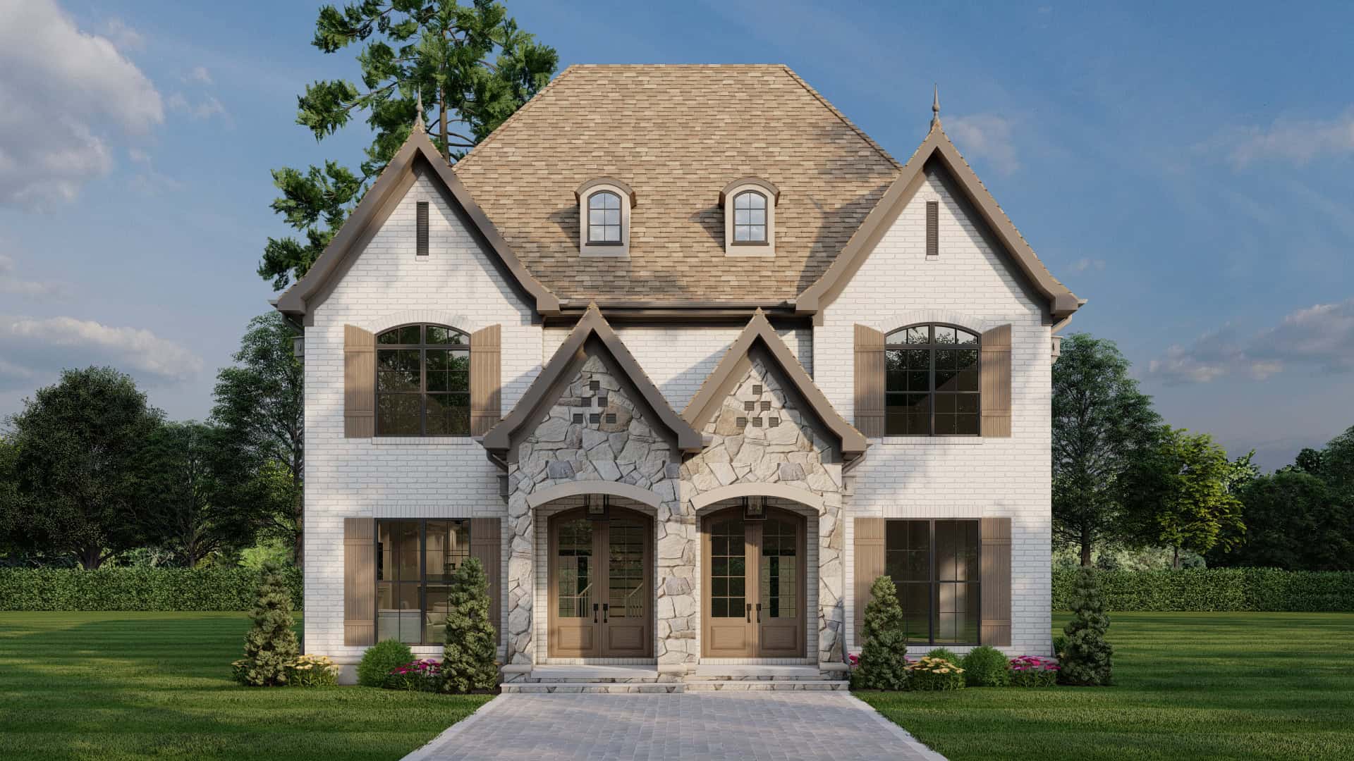 Front elevation of Duplex/Multi-Unit home (ThePlanCollection: House Plan #153-1998)