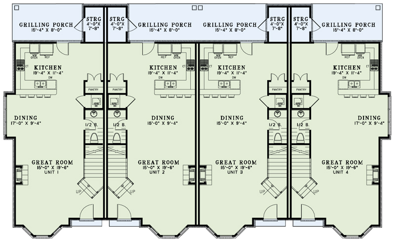 Floor Plan First Story of Multi-Unit Plan #153-2000