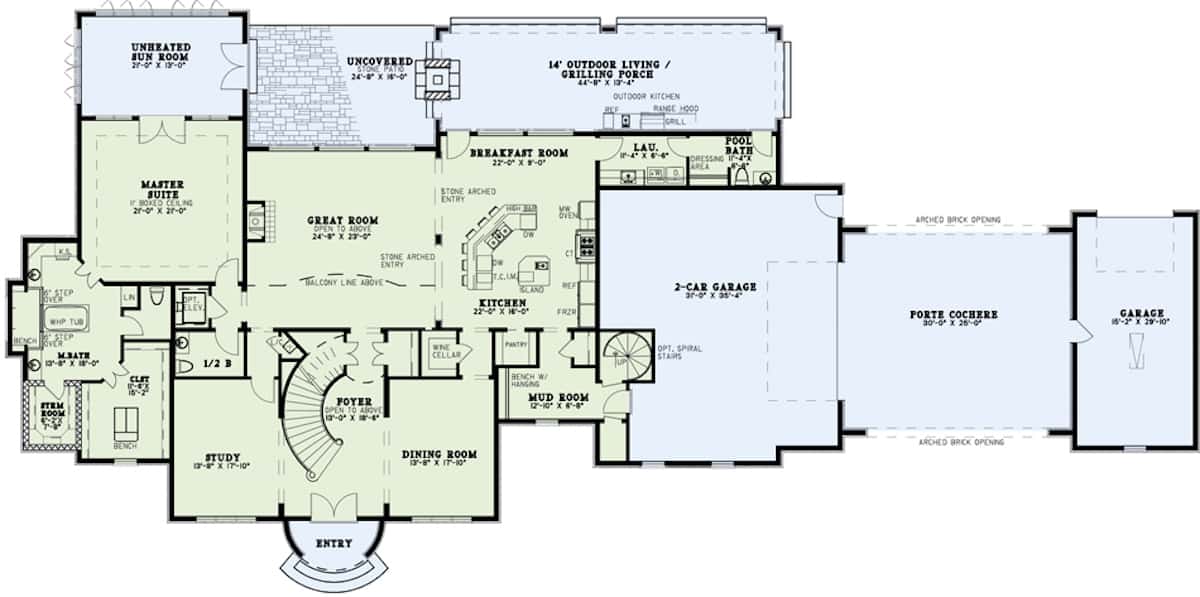 Main Level of Luxury Plan #153-2002