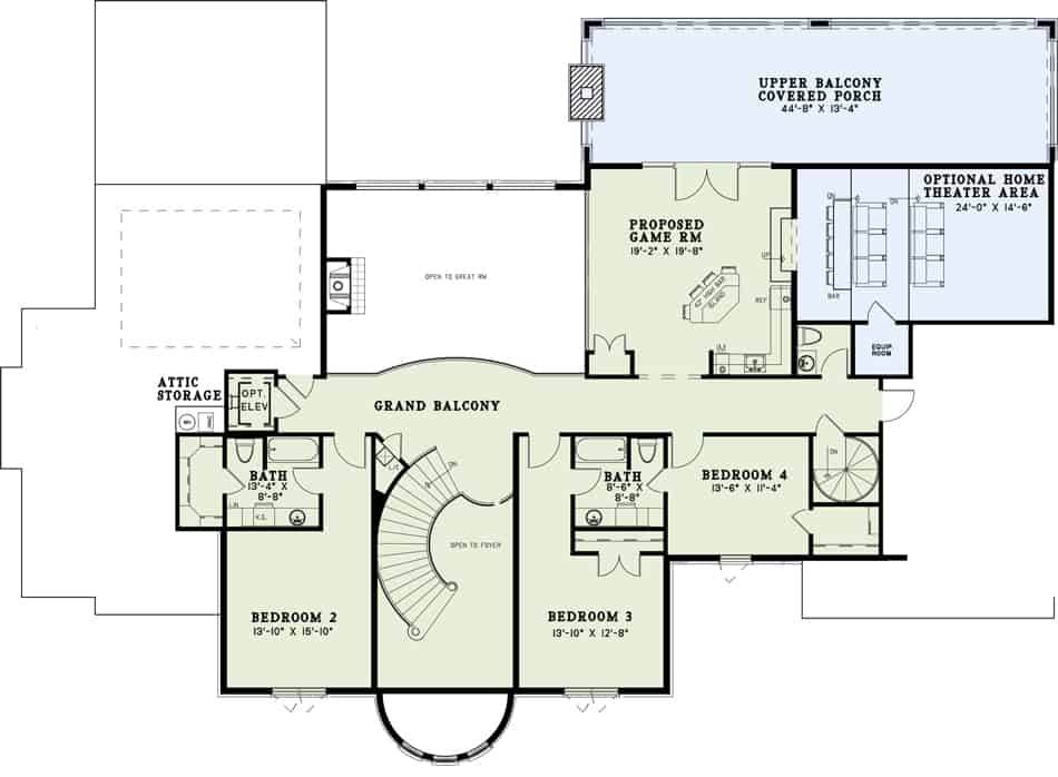 Upper Level of Luxury Plan #153-2002