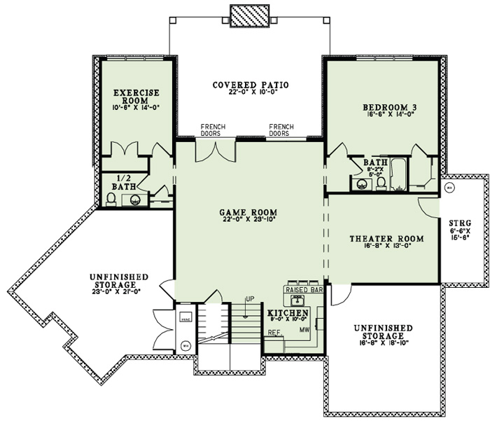 Floor Plan Basement of Luxury Plan #153-2003