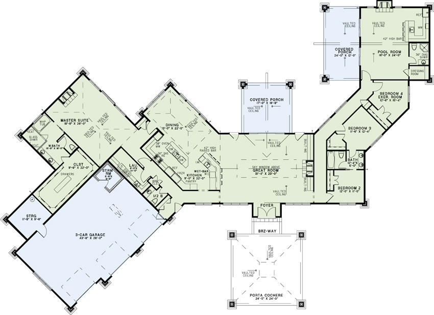 Floor Plan First Story of Contemporary Plan #153-2005