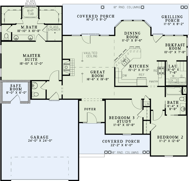 Floor Plan First Story of Country Plan #153-2007
