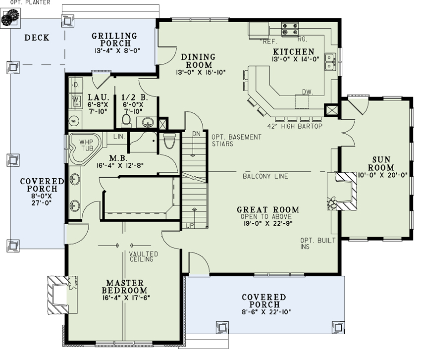 Floor Plan First Story of Cottage Plan #153-2010