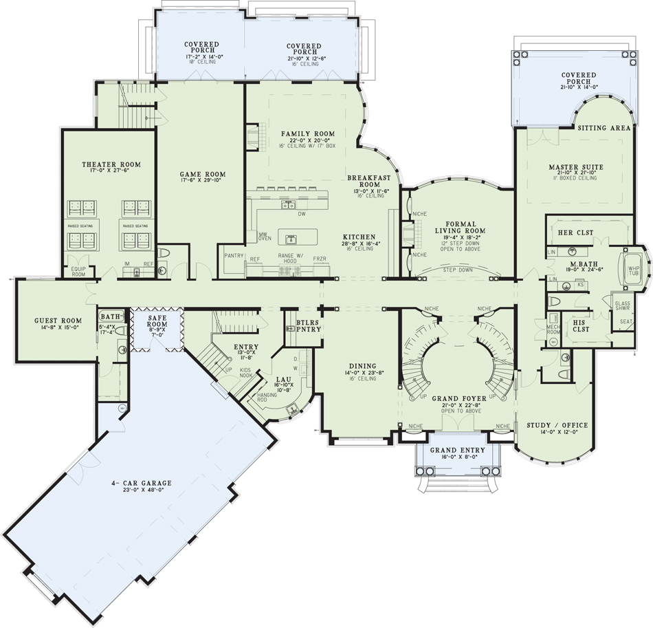 Floor Plan First Story of Luxury Plan #153-2011