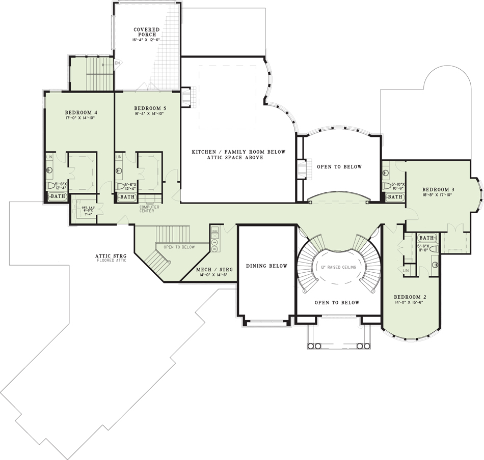 Floor Plan Second Story of Luxury Plan #153-2011