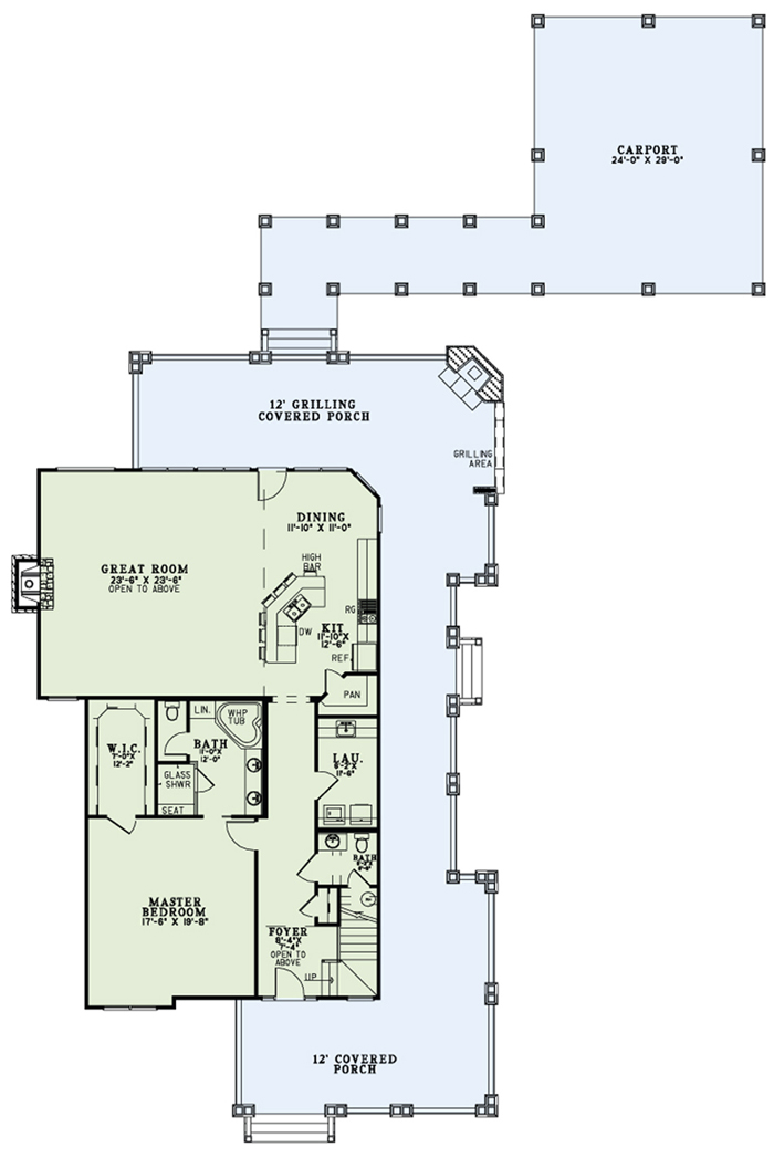 Floor Plan First Story of Craftsman Plan #153-2012