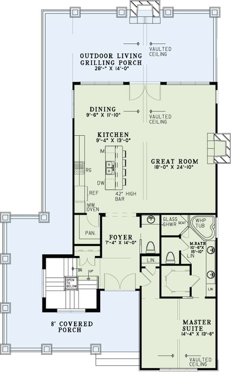 Floor Plan First Story of Craftsman Plan #153-2015