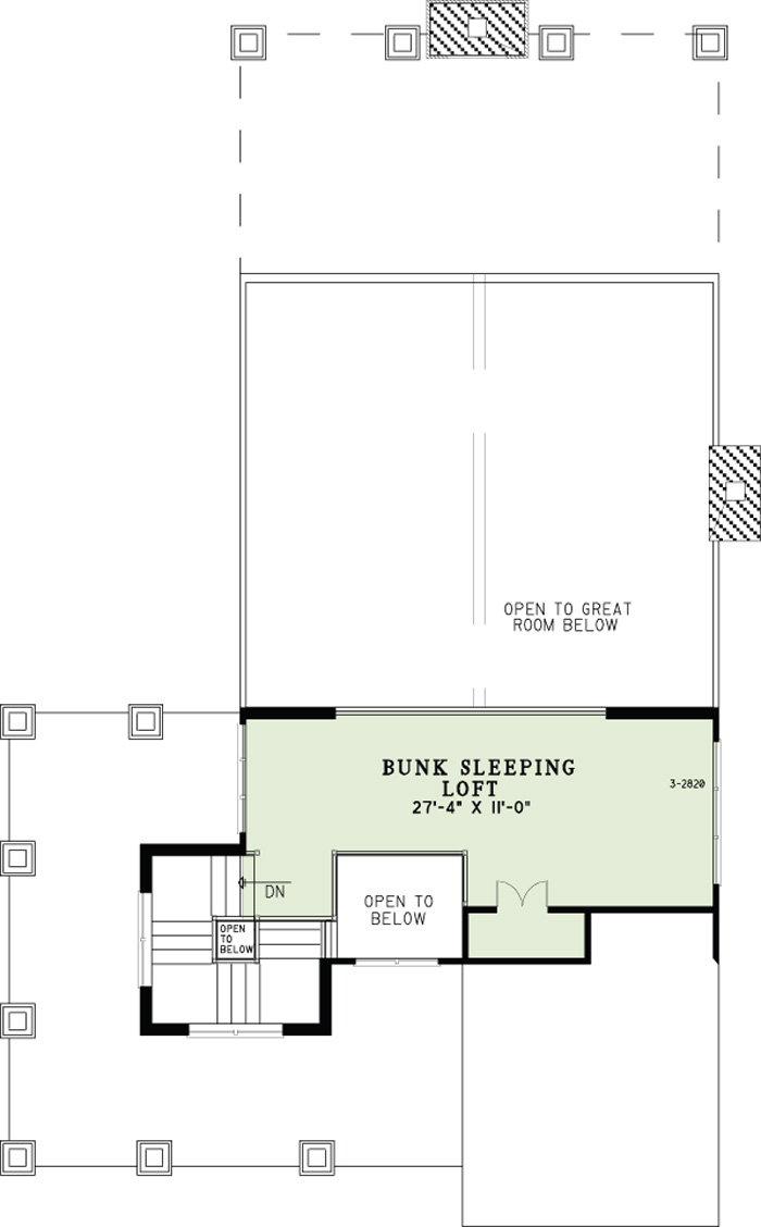 Floor Plan Second Story of Craftsman Plan #153-2015
