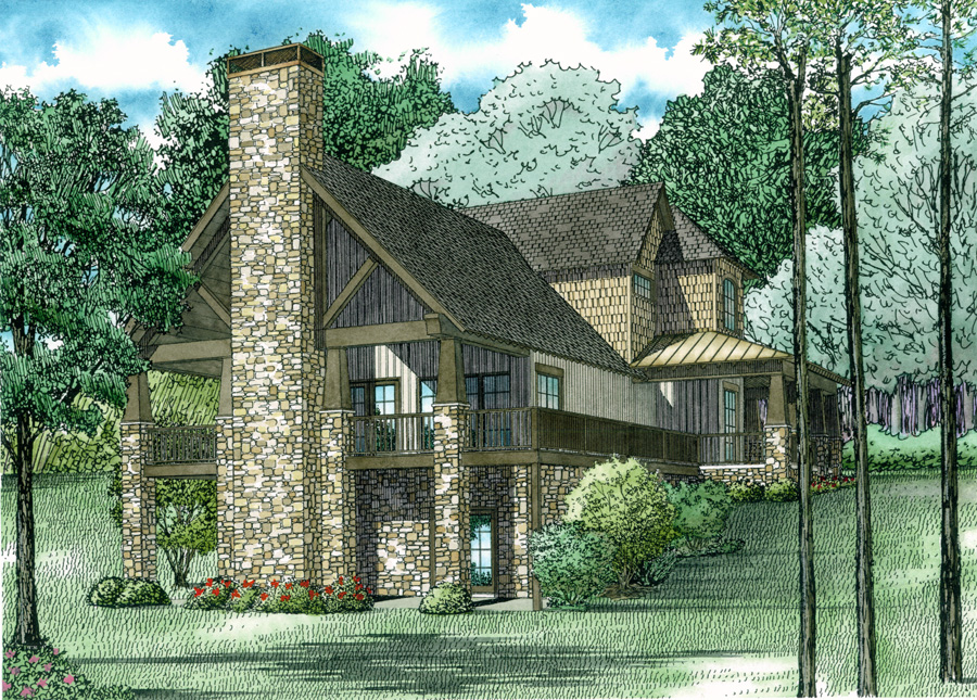 Home Plan Rear Elevation of this 3-Bedroom,3041 Sq Ft Plan -153-2015