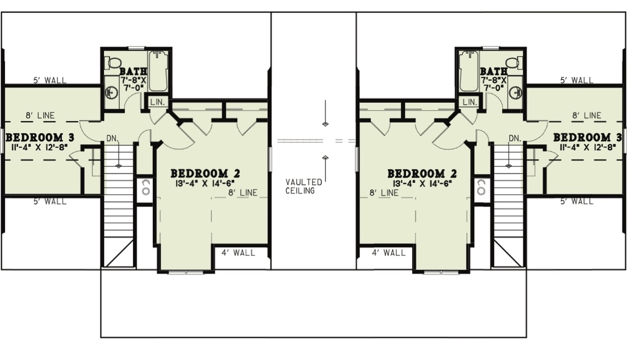 Floor Plan Second Story of Multi-Unit Plan #153-2016