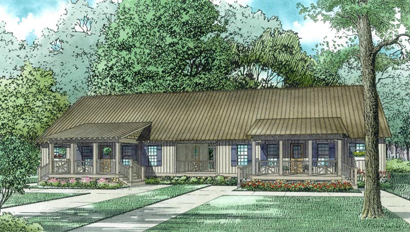 Front Elevation of this Multi-Unit House (#153-2018) at The Plan Collection.