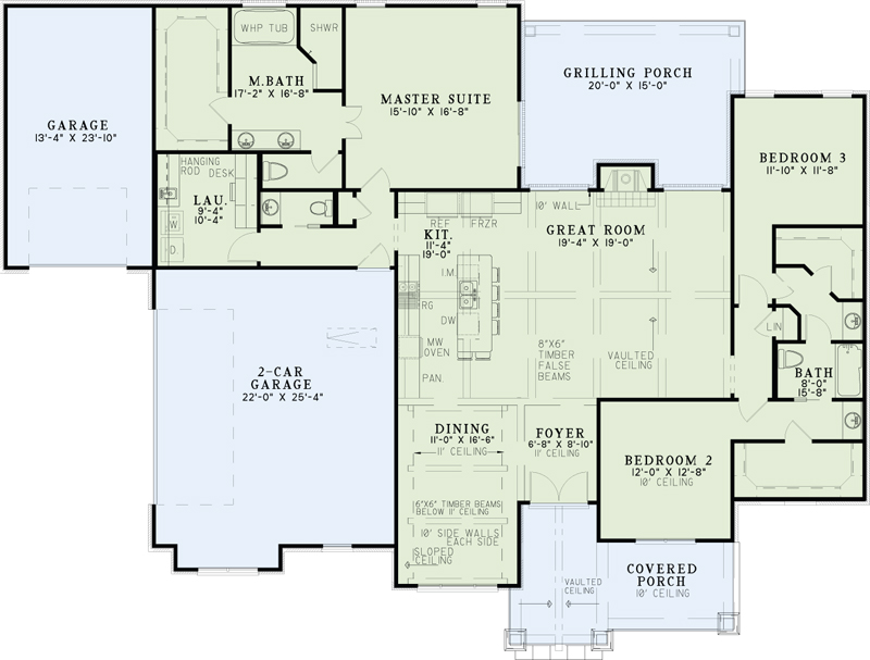 Floor Plan First Story of European Plan #153-2019