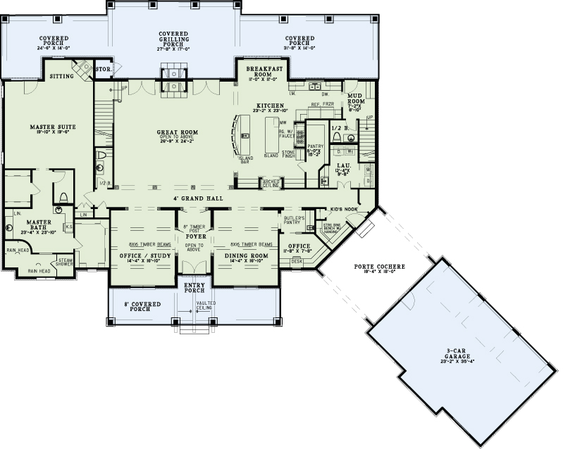 Floor Plan First Story of Luxury Plan #153-2022