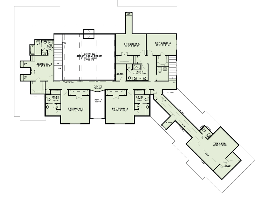 Floor Plan Second Story of Luxury Plan #153-2022