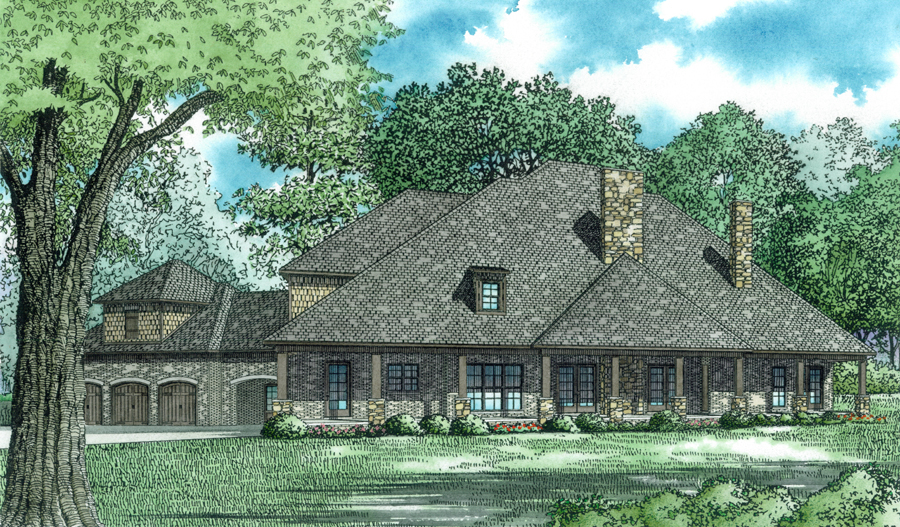 Home Plan Rear Elevation of this 6-Bedroom,6024 Sq Ft Plan -153-2022