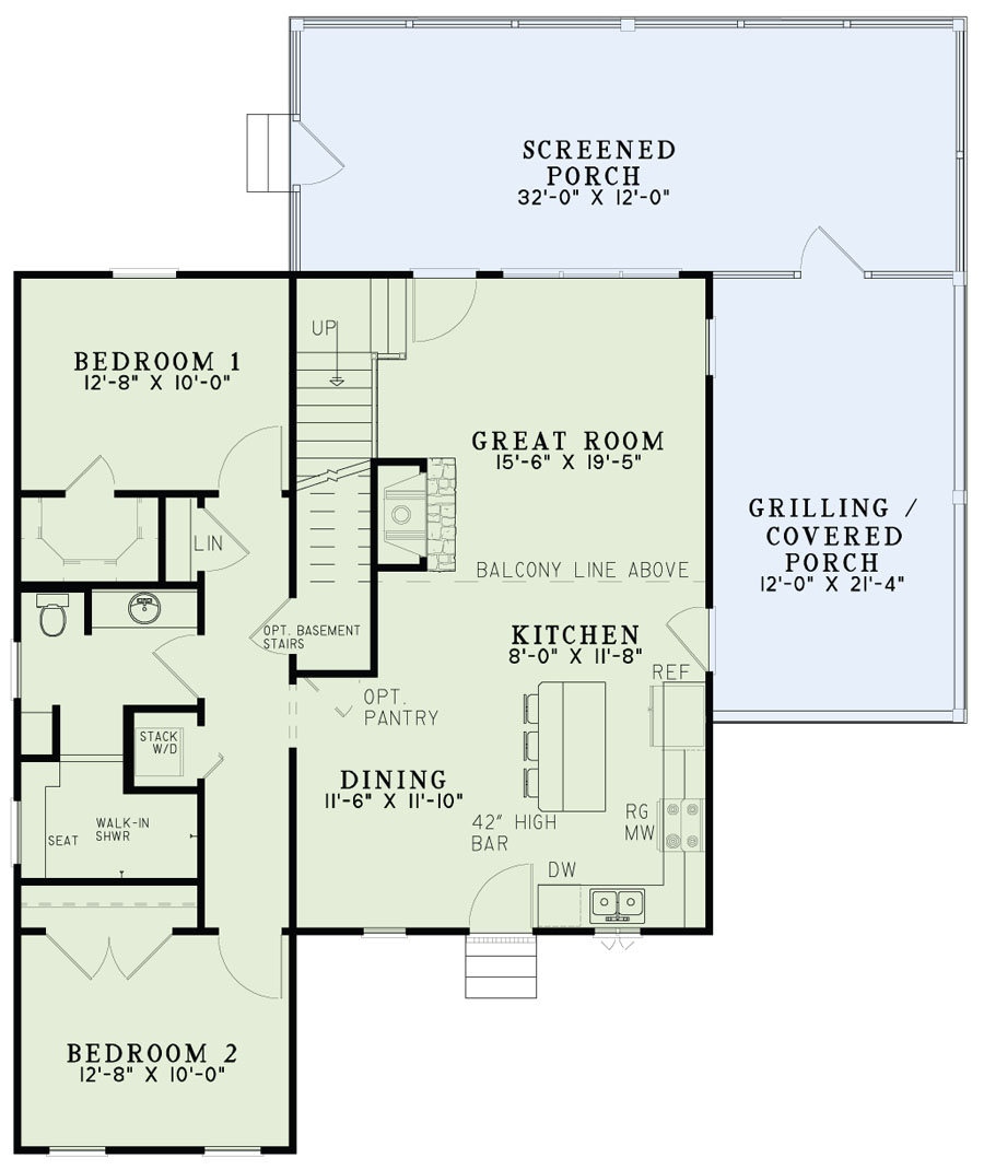 Floor Plan First Story of Farmhouse Plan #153-2024