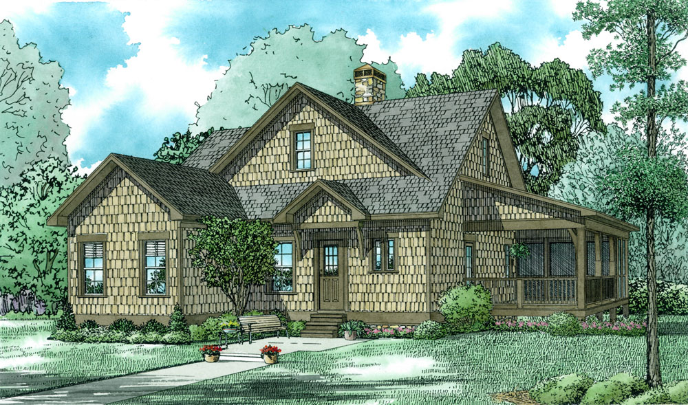 Front Elevation of this Farmhouse (#153-2024) at The Plan Collection.