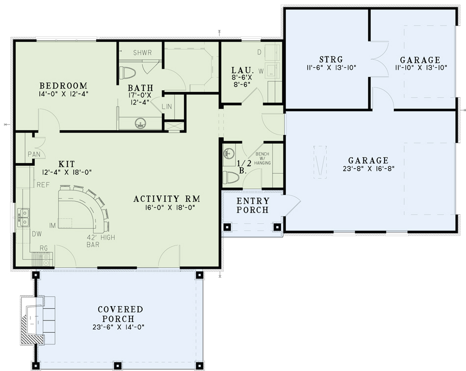 Floor Plan First Story of European Plan #153-2028