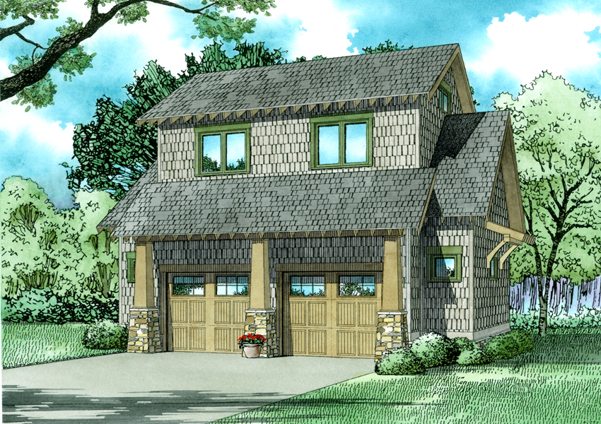 Garage w/Apartment House (Plan #153-2029) at The Plan Collection.